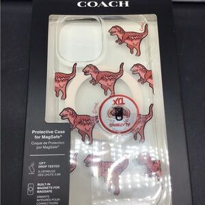 Coach Clear Case with Rexy Dinosaur Design for MagSafe IPhone 16 New